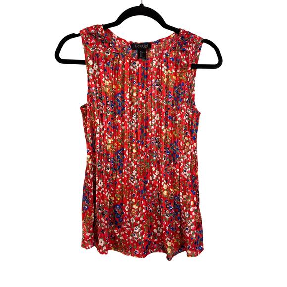 Rachel Zoe Tops - Rachel Zoe Sleeveless Top Womens S Red Floral Tank Pleated Blouse Boho Casual